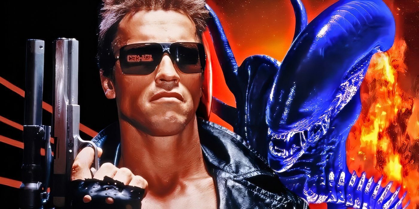 The Darkest Days of the War 4 Arnold Schwarzenegger's Terminator next to Alien's Xenomorph.