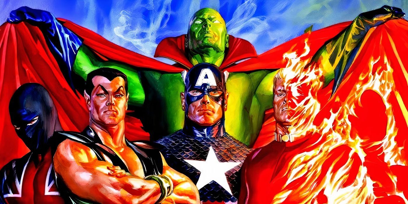The Human Torch Is Terrifying and Here's Why 4 Captain America, Namor, the Human Torch, and the other Invaders standing together.