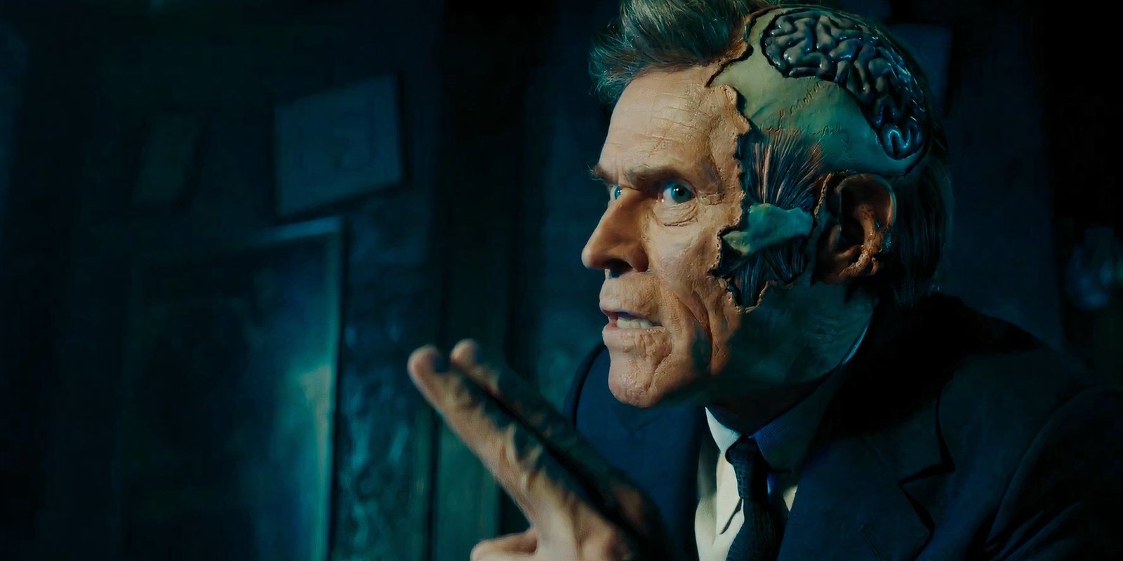 Actor Willem Dafoe as Wolf Jackson in Tim Burton's Beetlejuice Beetlejuice. 