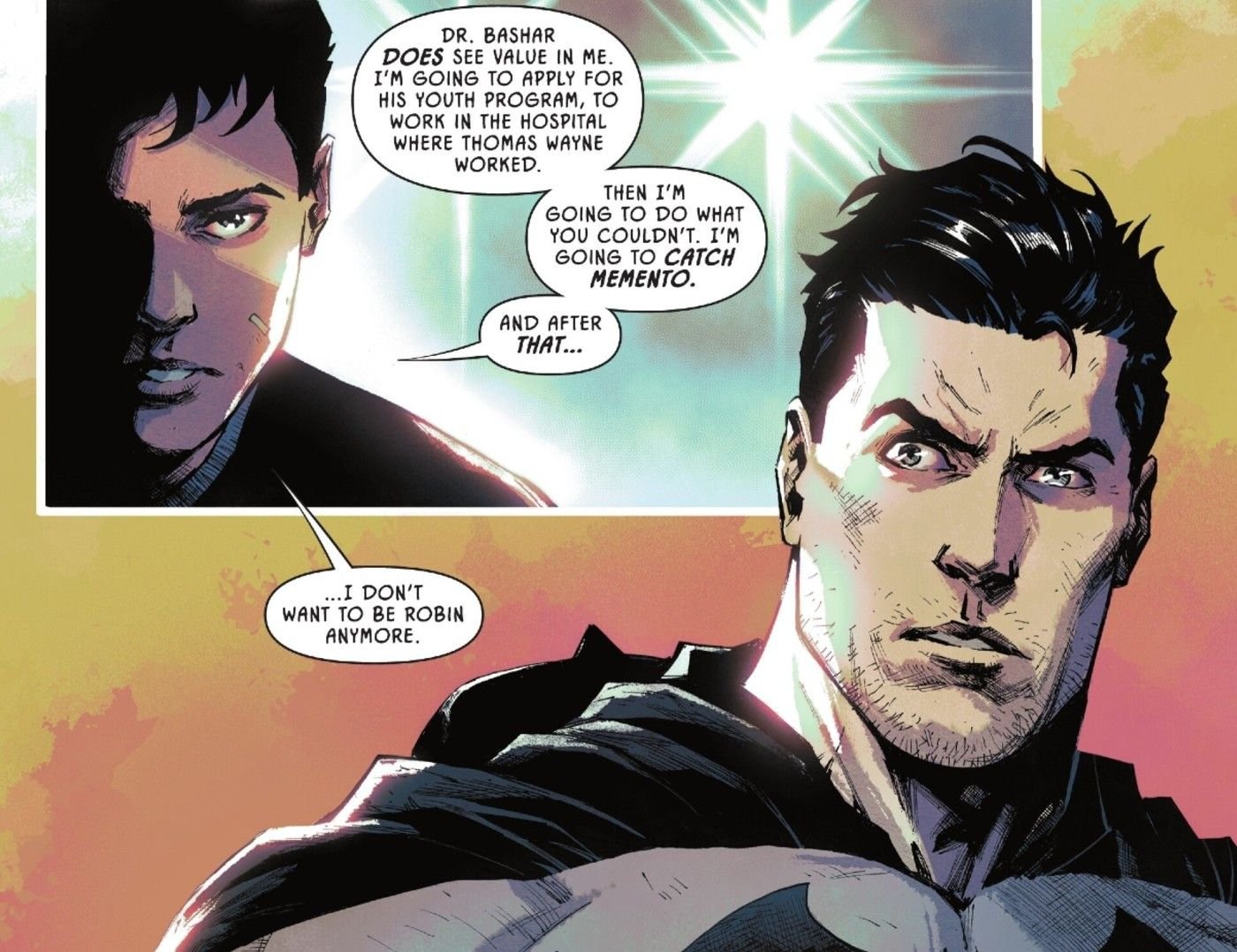 Batman and Robin #18 Damian tells Batman he doesn't want to be Robin anymore