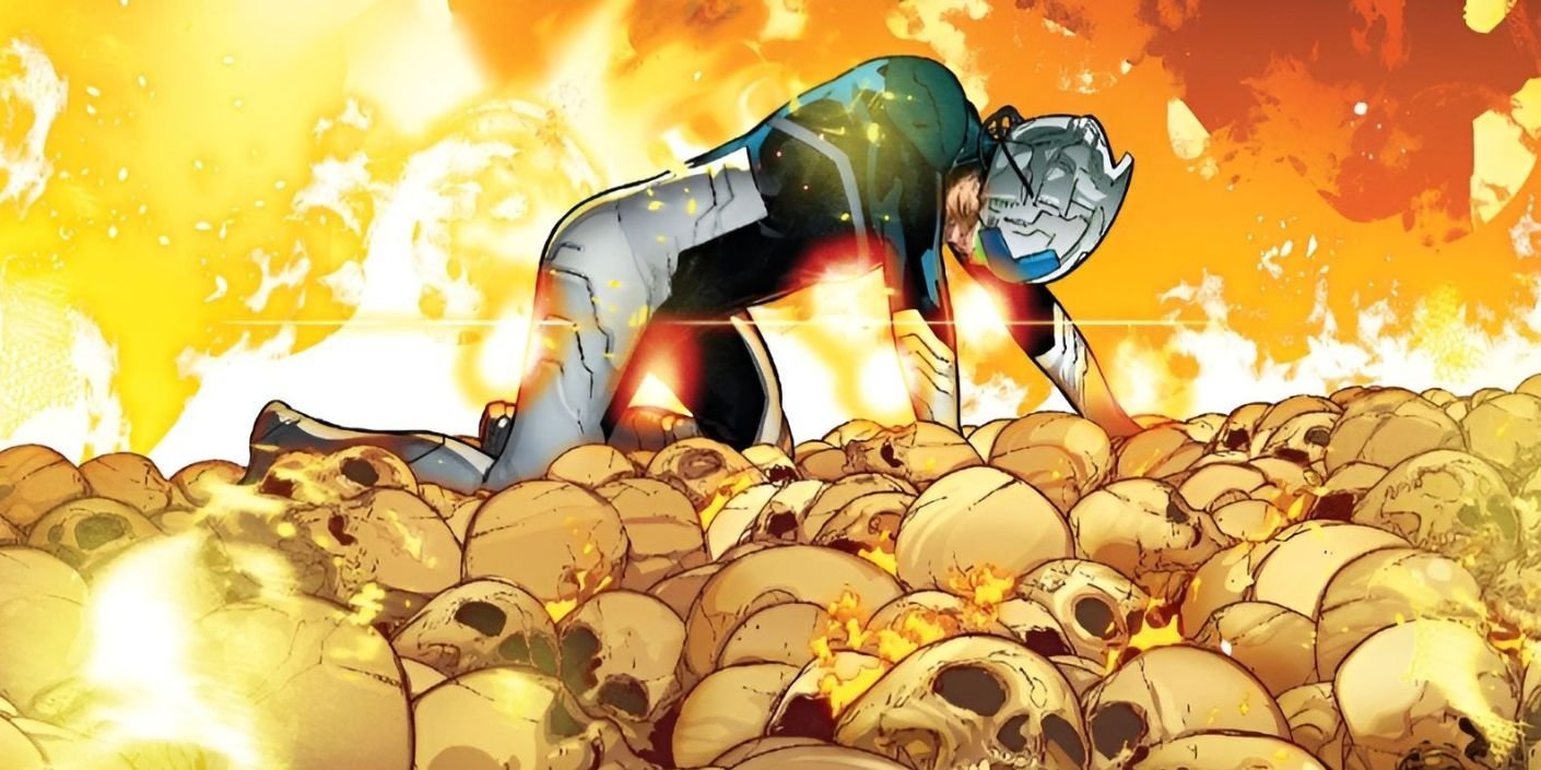 Fall of Krakoa: Charles Xavier crawls on a mountain of skulls 