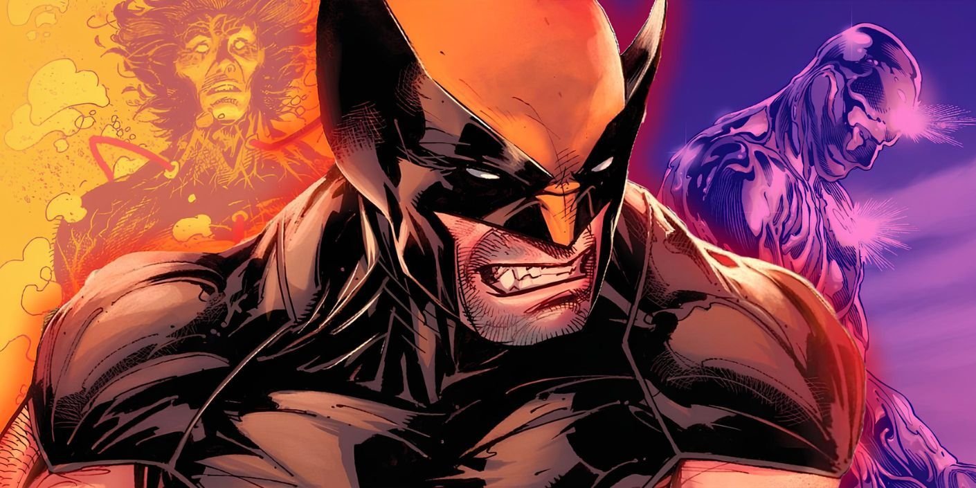Wolverine in front of Weapon X Wolverine and Wolverine encased in adamantium
