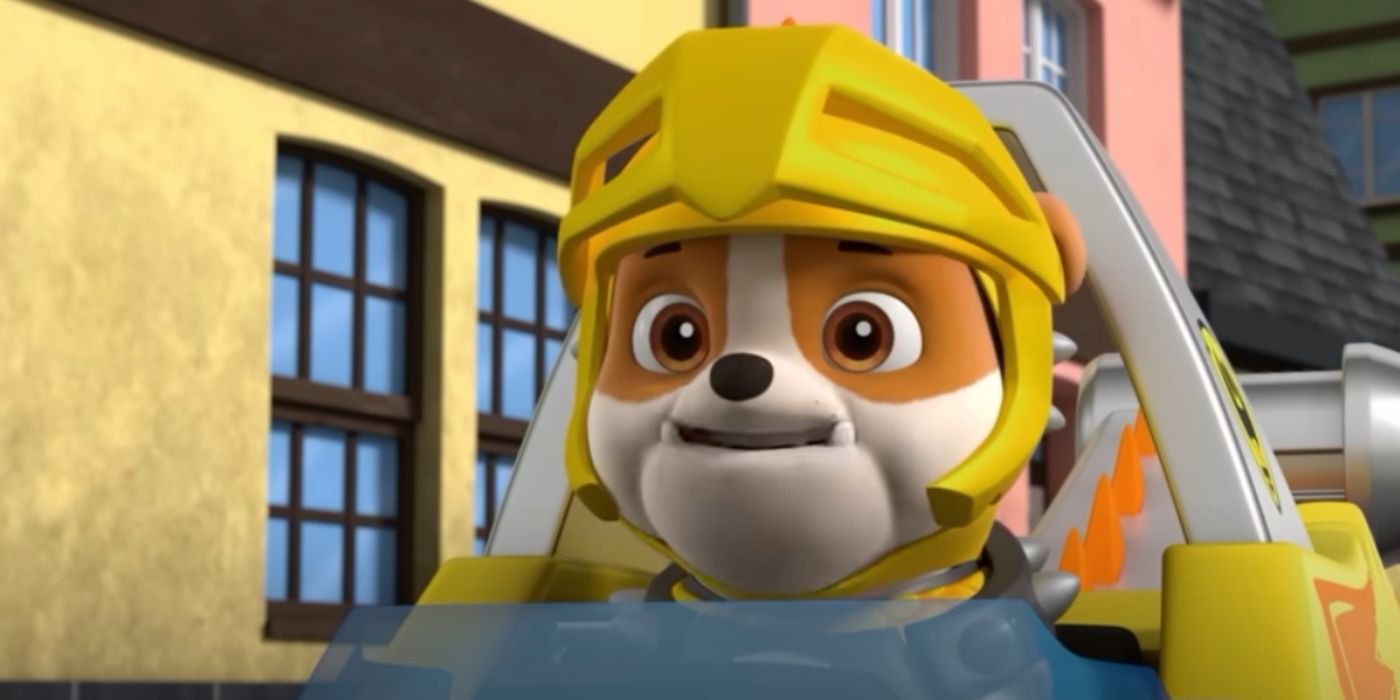 Paw Patrol Rubble driving with helmet