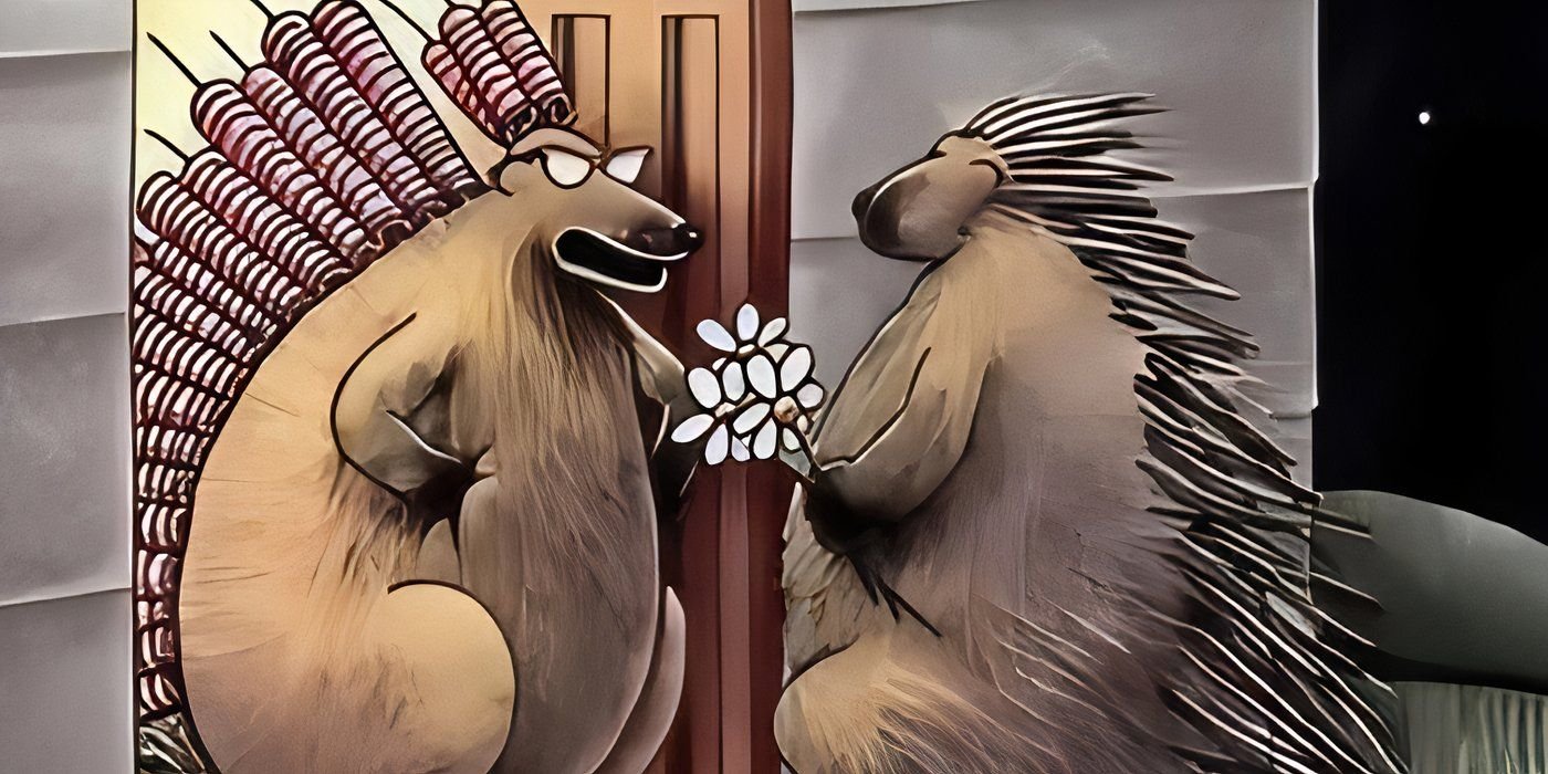 10 Brilliant Far Side Comics Where Humans and Animals Co-Exist 4 Two porcupines getting ready to go on a date in The Far Side.