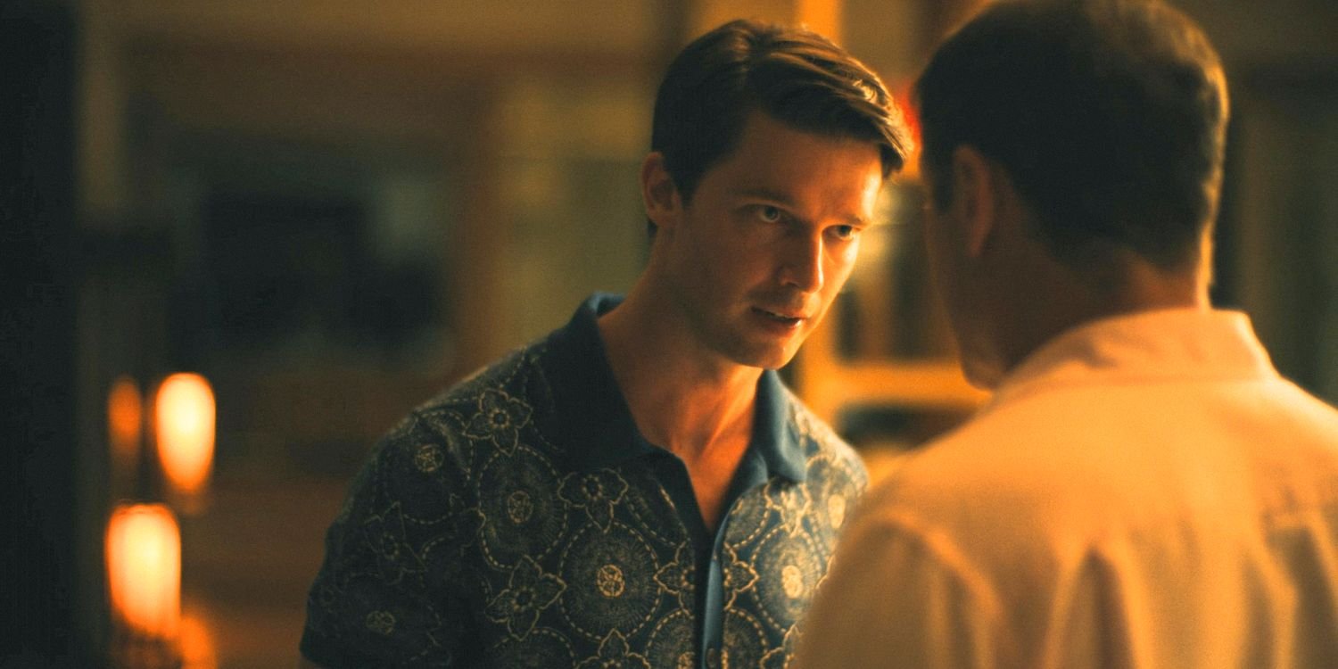 Saxon (Patrick Schwarzenegger) confronting Timothy in The White Lotus Season 3 Ep 7