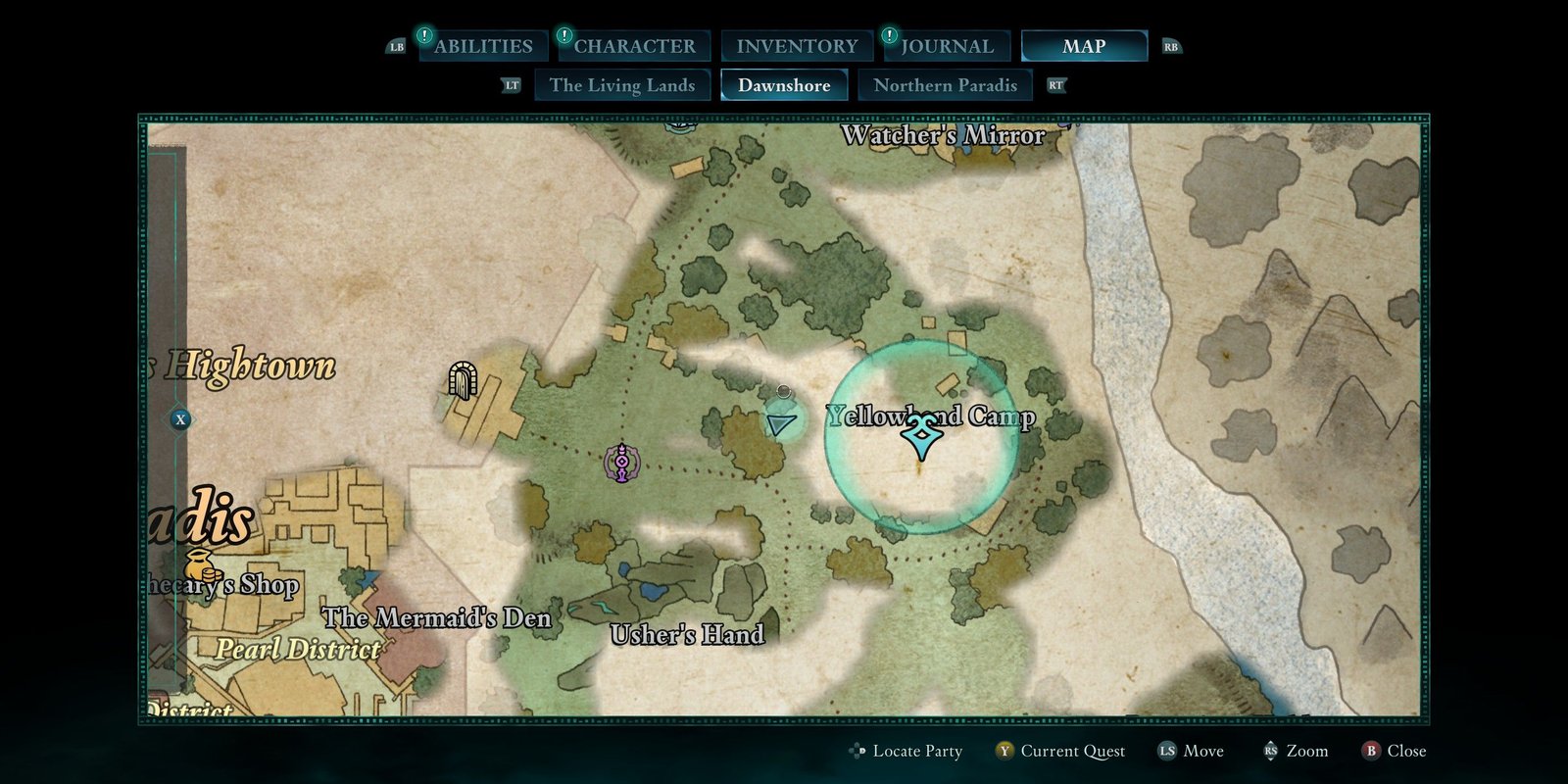 Yellowband map location in Avowed