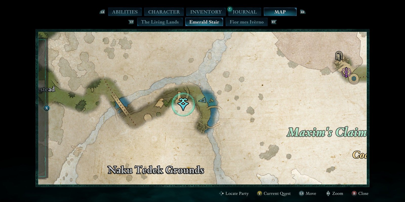 The map location of the Belderreno bounty in Avowed