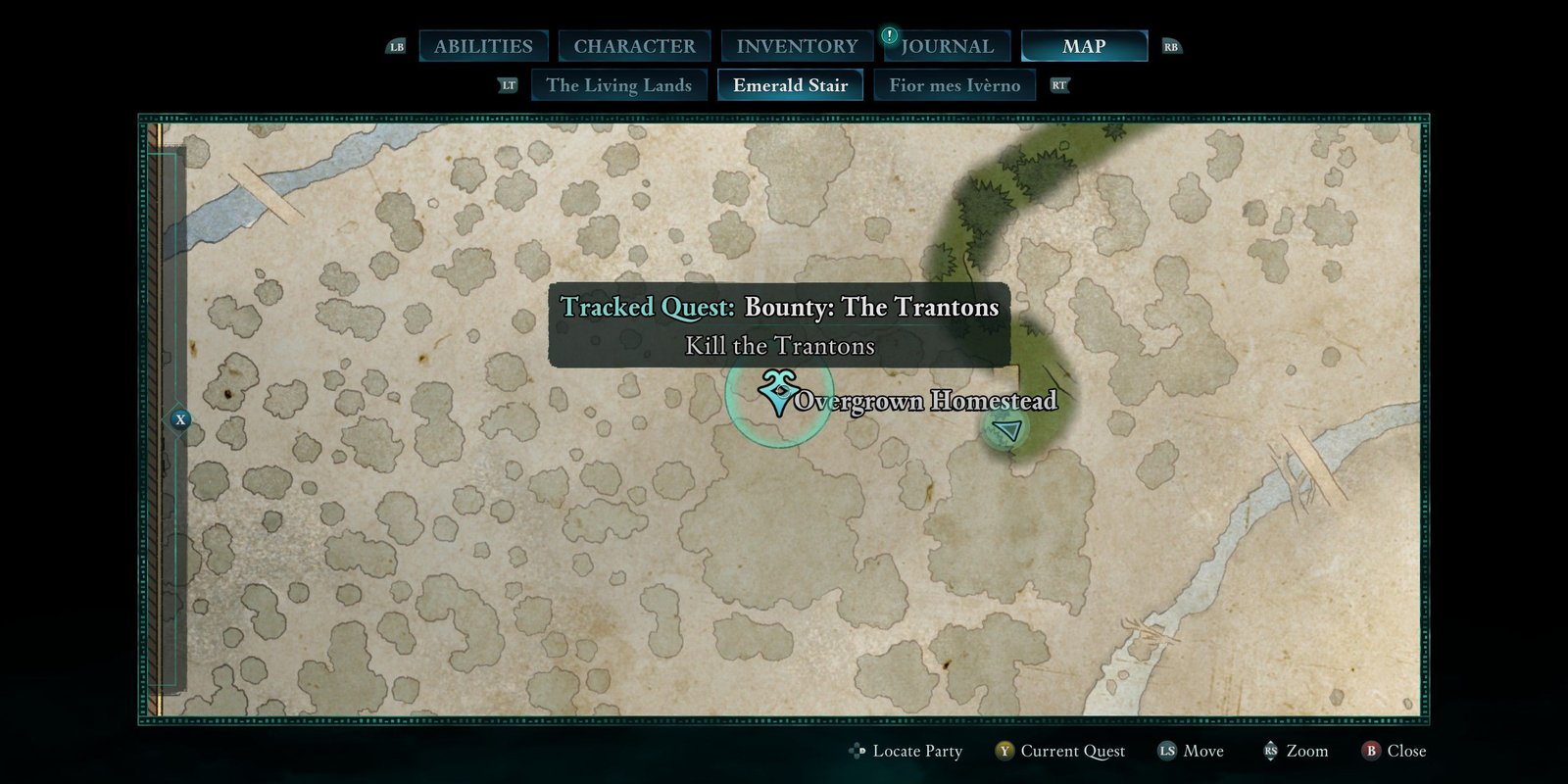 The map location for the tranton bounty in Avowed