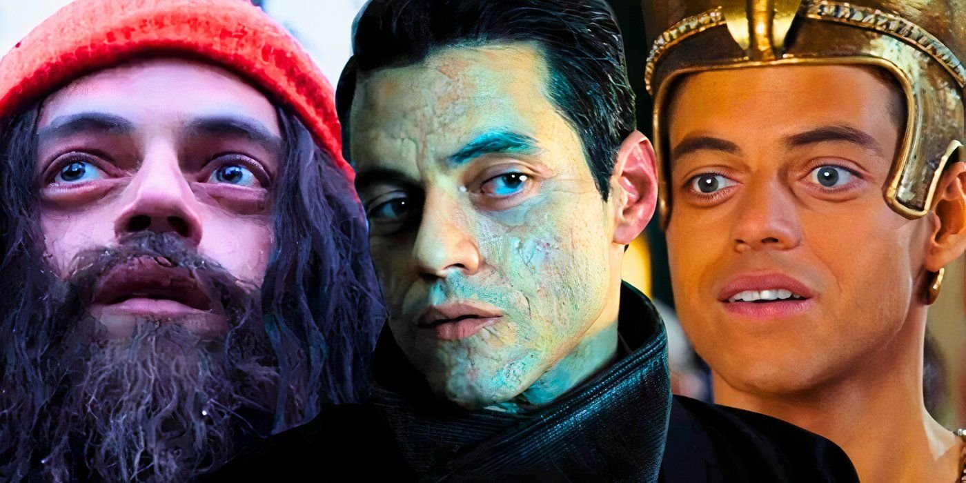 The Amateur Rotten Tomatoes Score Revealed 2 A collage image of Rami Malek in Busters Mal Heart, No Time To Die, and Night At The Museum - created by Tom Russell