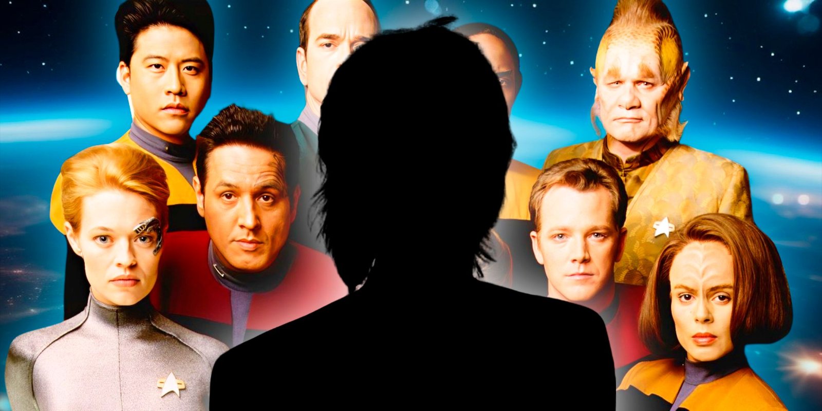 Voyager cast, silhouette outline of mystery female character