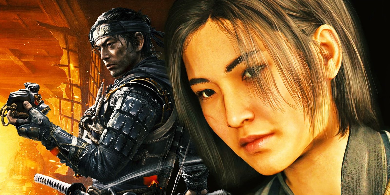Valve Used This Hilarious Half-Life Trick To Boost Sales 5 Naoe from Assassin's Creed Shadows smiling next to Jin from Ghost of Tsushima.