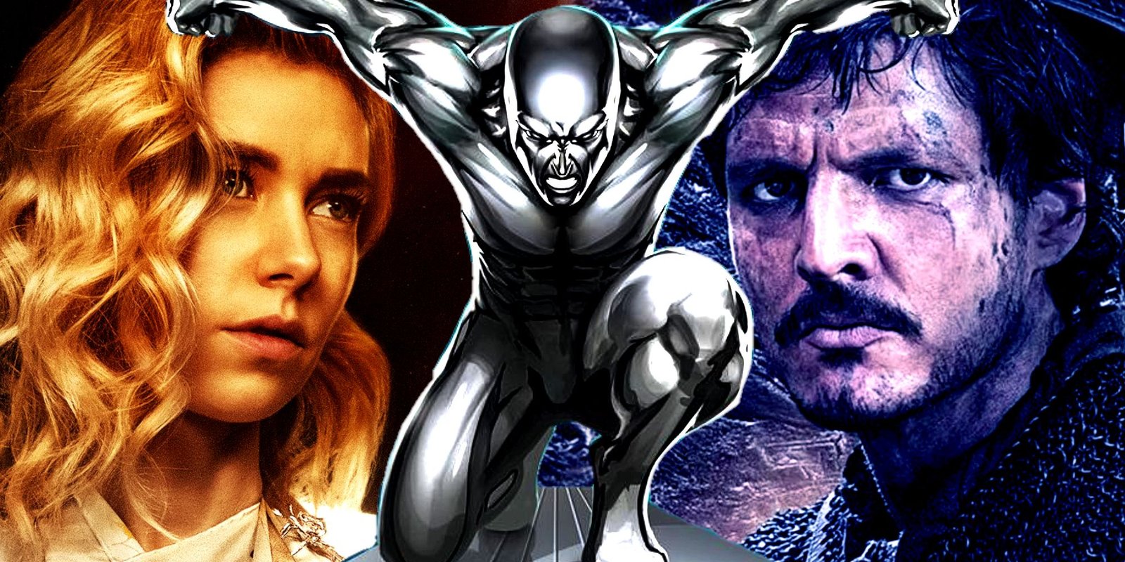 Silver Surfer Rides His Surfboard with Vanessa Kirby and Pedro Pascal Staring in the Background