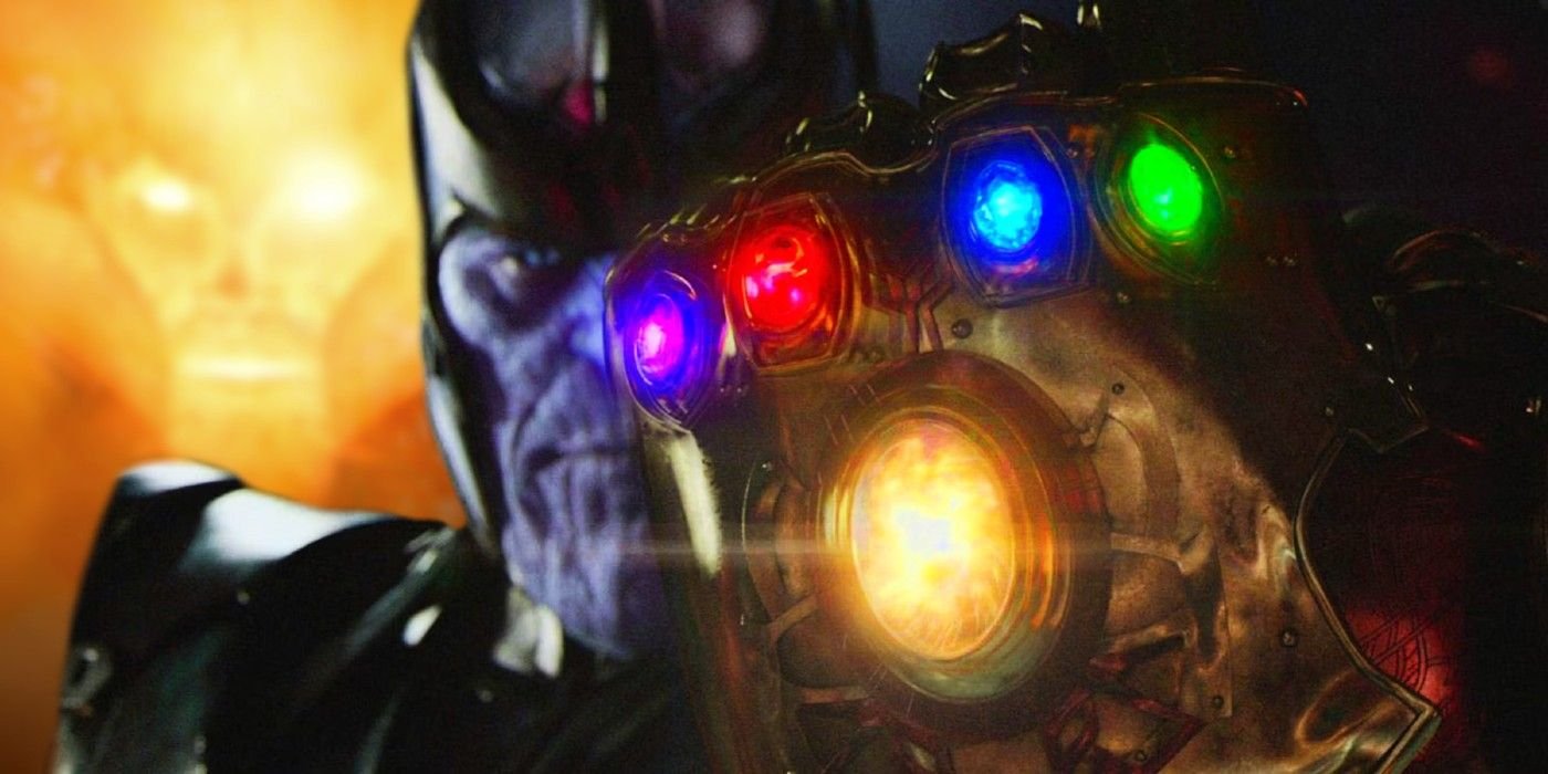 THANOS HAS THE INFINITY GAUNTLET WITH XANDARIAN WORLDMIND BEHIND HIM
