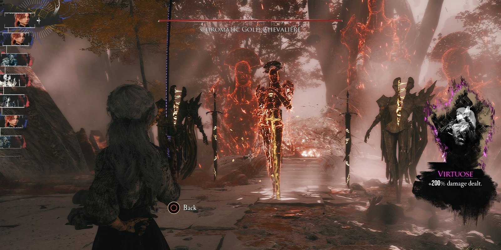 Clair Obscur Chromatic Gold Chevaliere in combat with maelle
