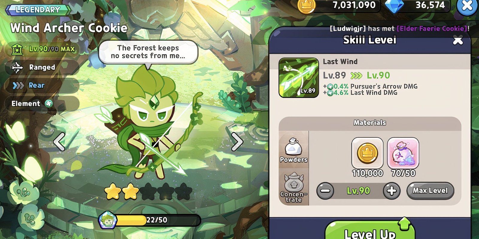 Cookie Run Kingdom Wind Archer Cookie Skill Level Up