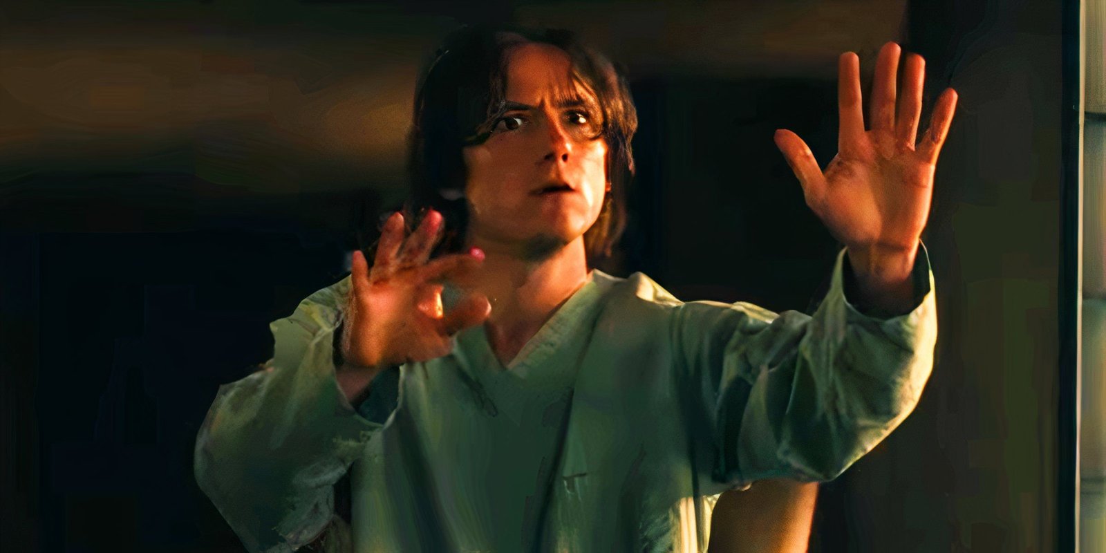 Lewis Pullman as Bob in Thunderbolts holding his arms out