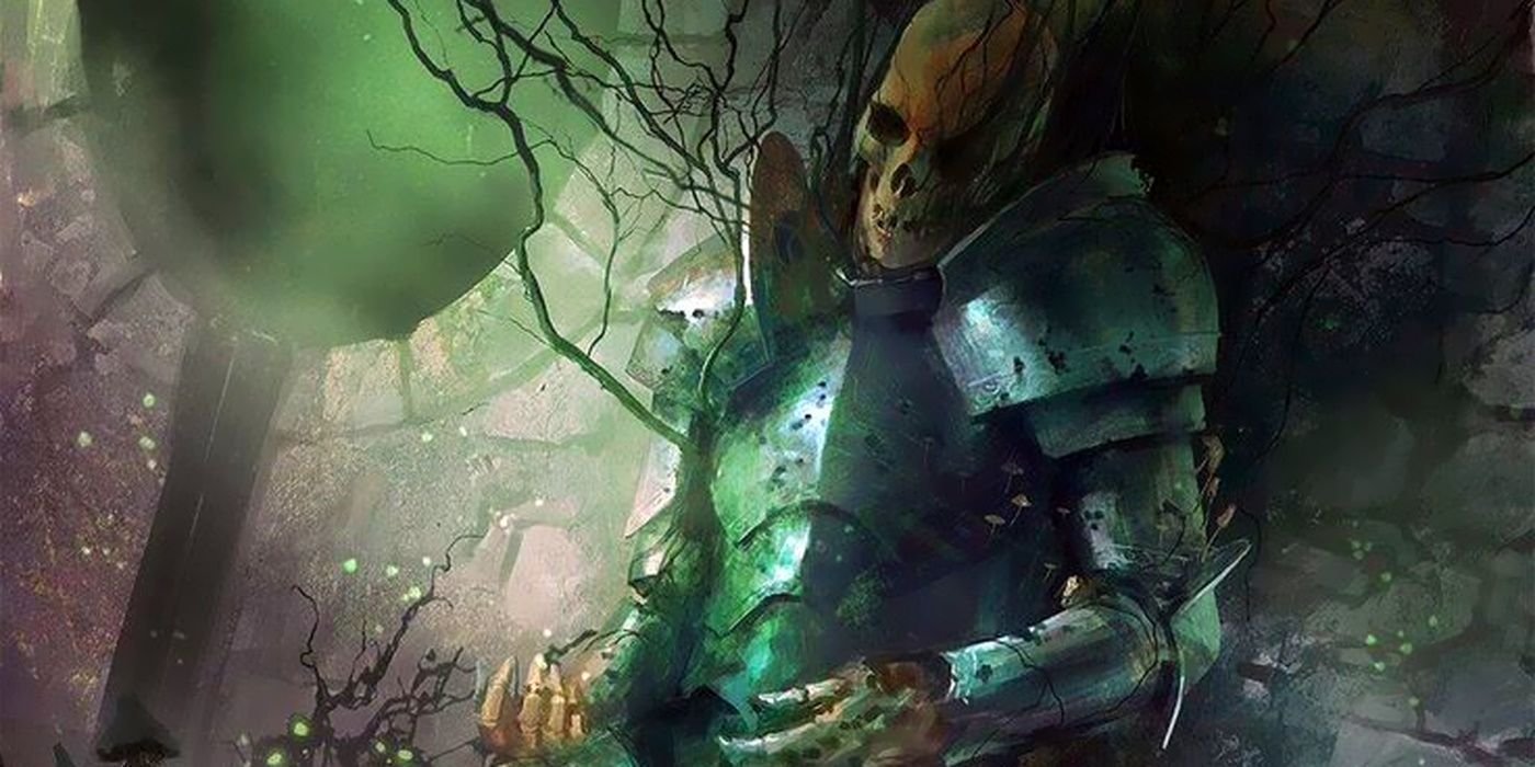 10 D&D Rules You Can Still Ignore In The 2024 Ruleset 11 A skeleton in full armor is slumped against a wall with fungus and plant life growing from the corpse.