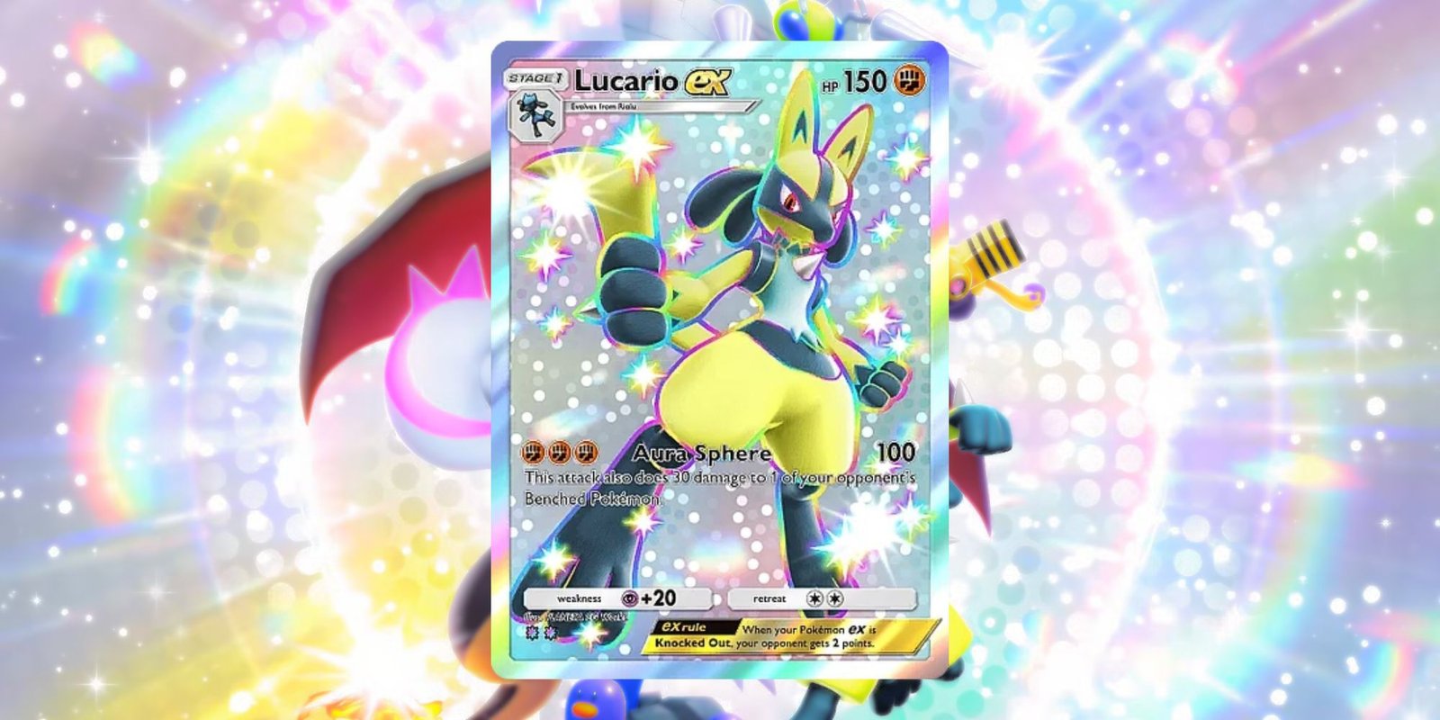 Lucario ex shiny card from Pokemon TCG Pocket Shining Revelry set