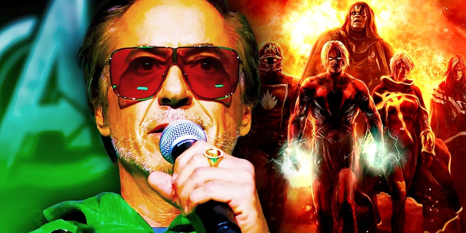 ROBERT DOWNEY JUNIOR NEXT TO MARVEL'S COSMIC HEROES FROM ANNIHILATION