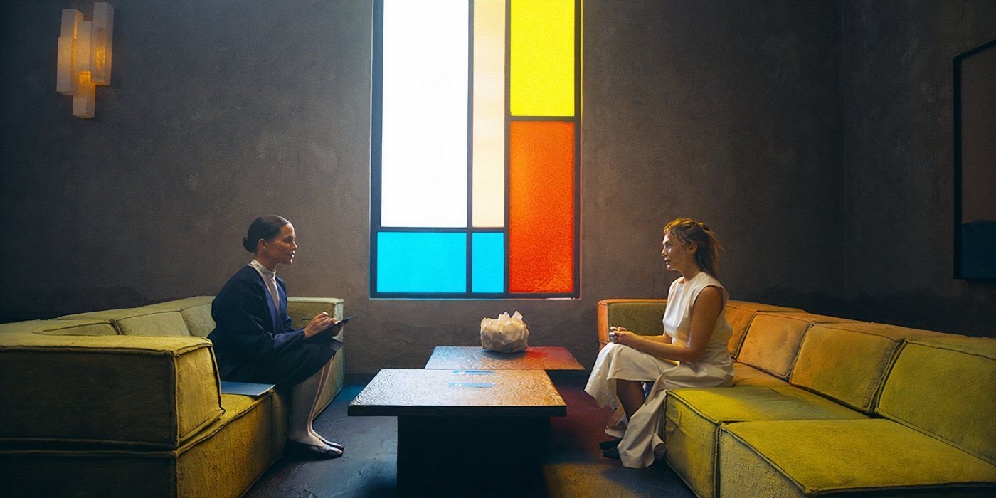 Fun Sci-Fi Adventure Gives Stranger Things Vibes, But With One Glaring Problem 3 Alicia Vikander chats with Elizabeth Olsen in The Assessment still