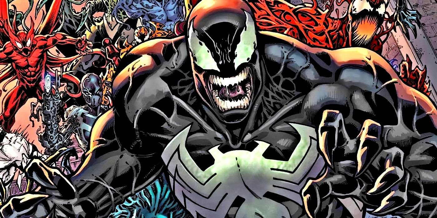 Venom with an army of symbiotes behind him.