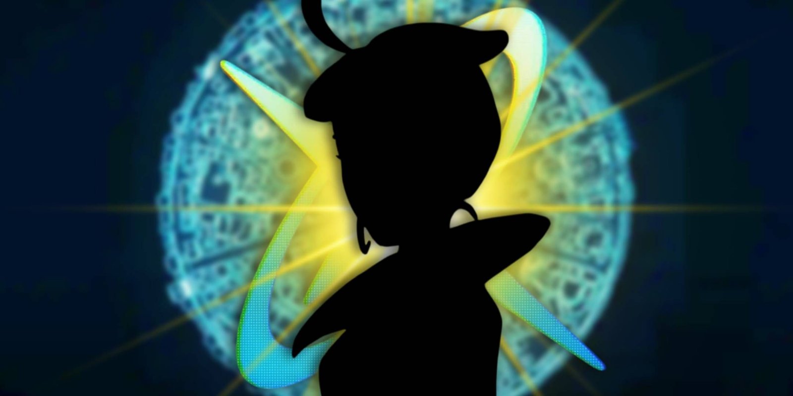 A silhouette of Jett from Pokemon Legends Z-A with the Quasartico Inc logo behind her.