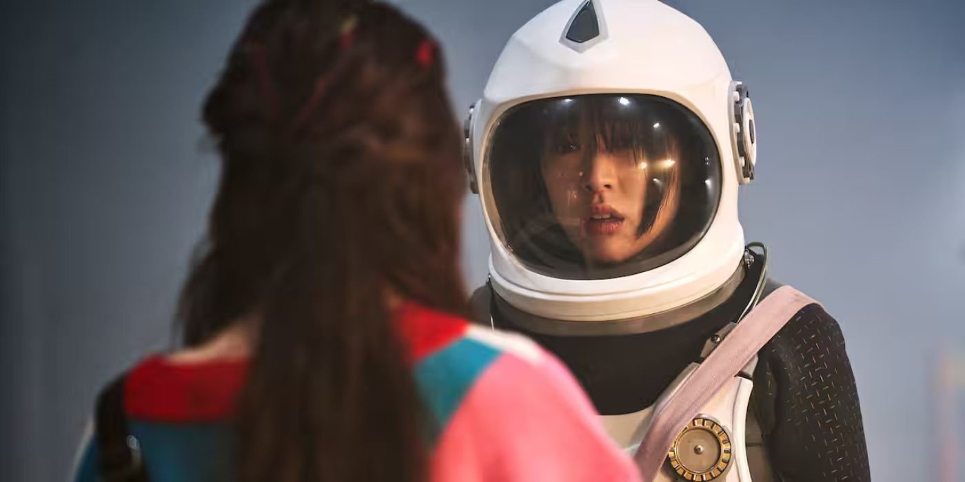 A girl wearing a protective suit in SF8