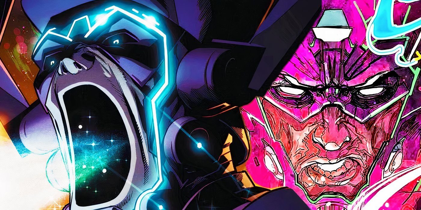 10 Strongest Heralds of Galactus, Ranked by Strength 3 Galactus with his mouth open wide to the left and looking straight ahead to the right