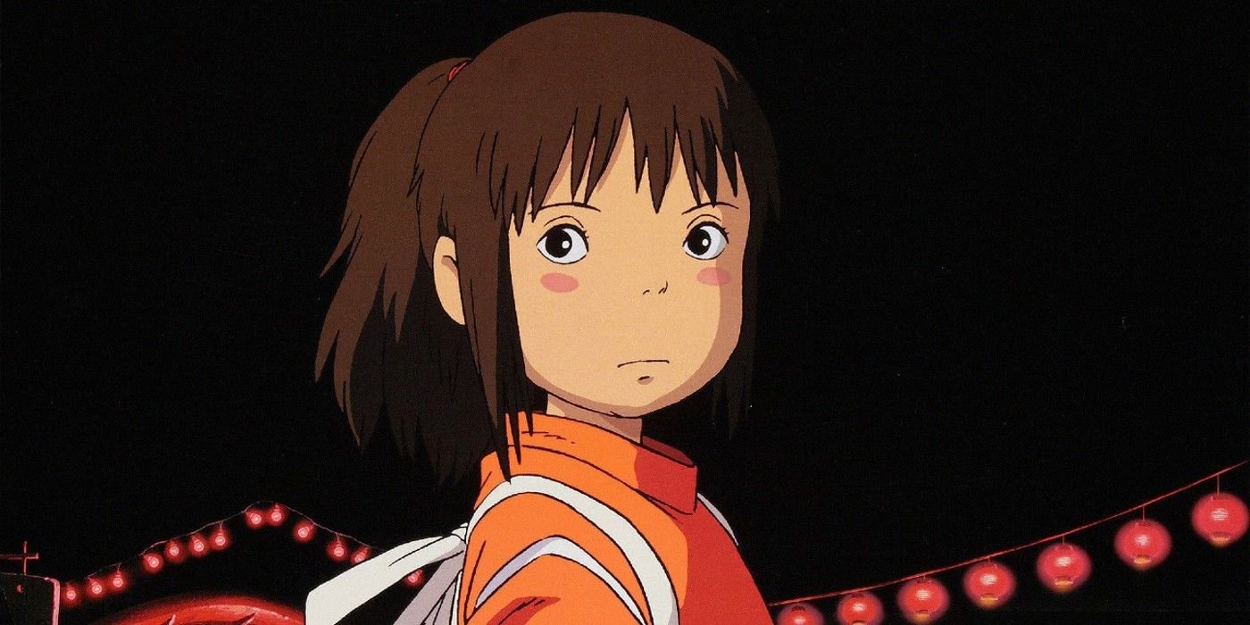 10 Celebrities Who Love Anime Just as Much as You Do 4 Chihiro Ogino looking back and frowning in Spirited Away with lanterns strung up behind her