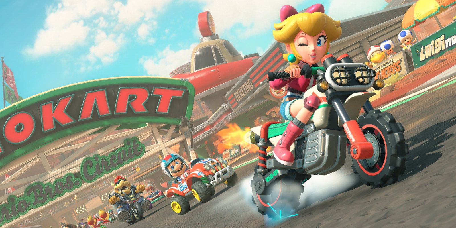 10 Courses In Mario Kart World You'll Want To Check Out ASAP 5 Peach on a motorbike in Mario Kart World