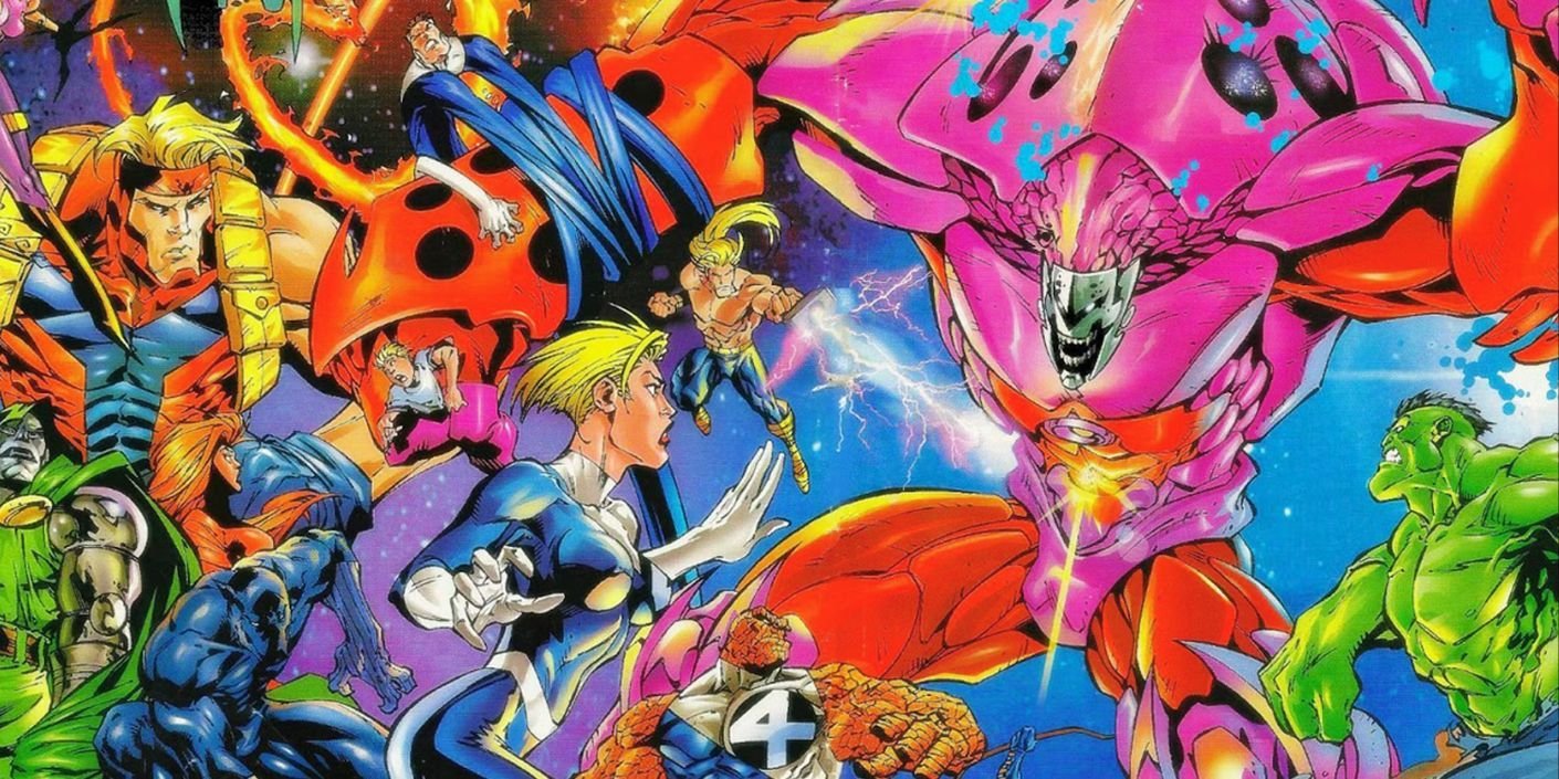 Marvel heroes face off against an ultra powerful Onslaught