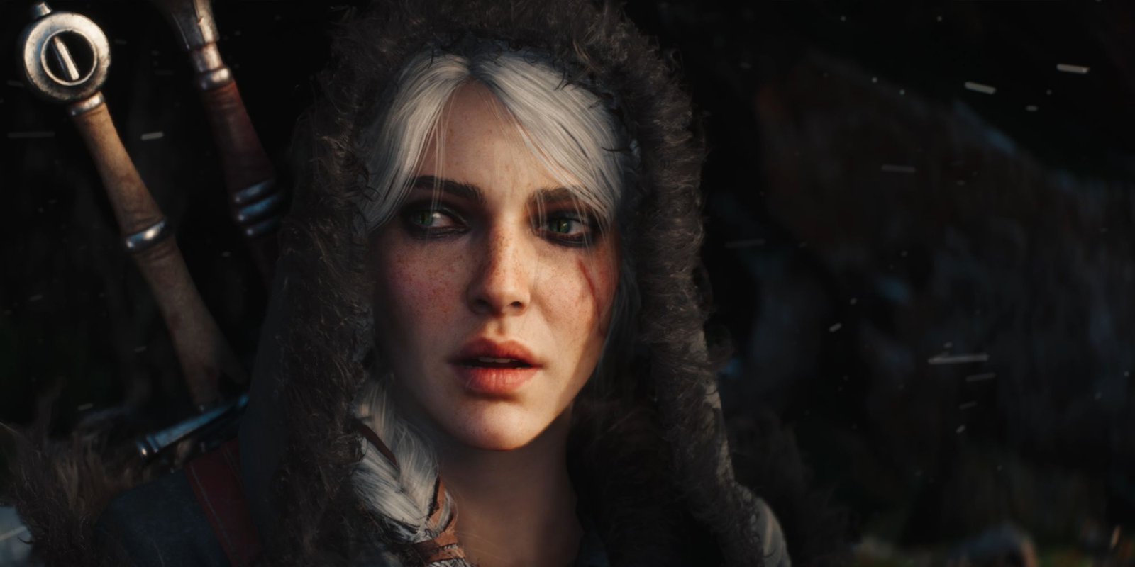 Ciri wearing a hood in the snow in The Witcher 4's tech demo