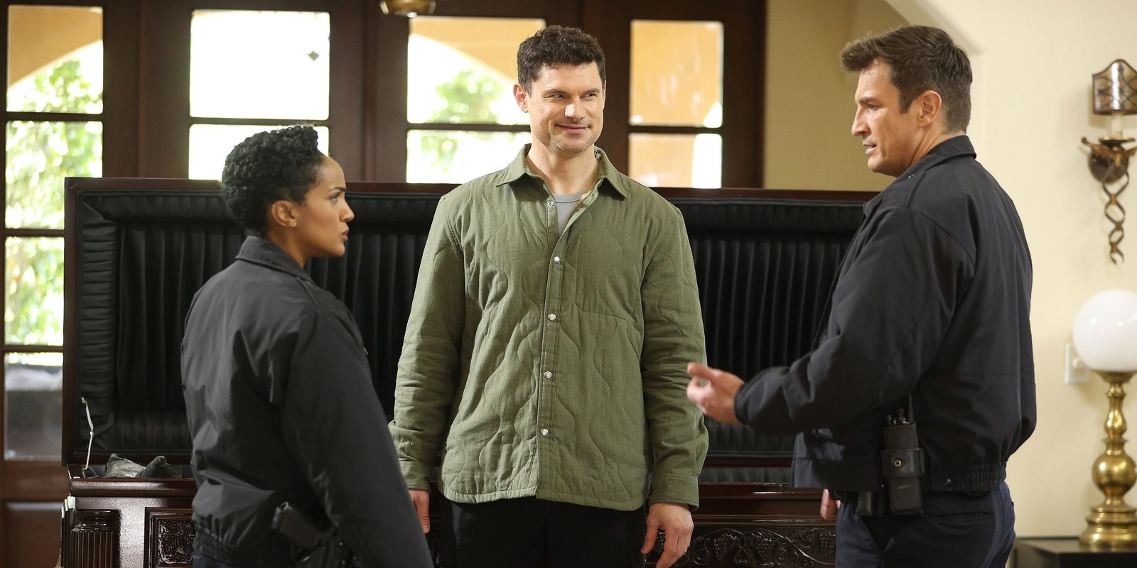 Nyla, Randy, and Nolan talking in The Rookie.