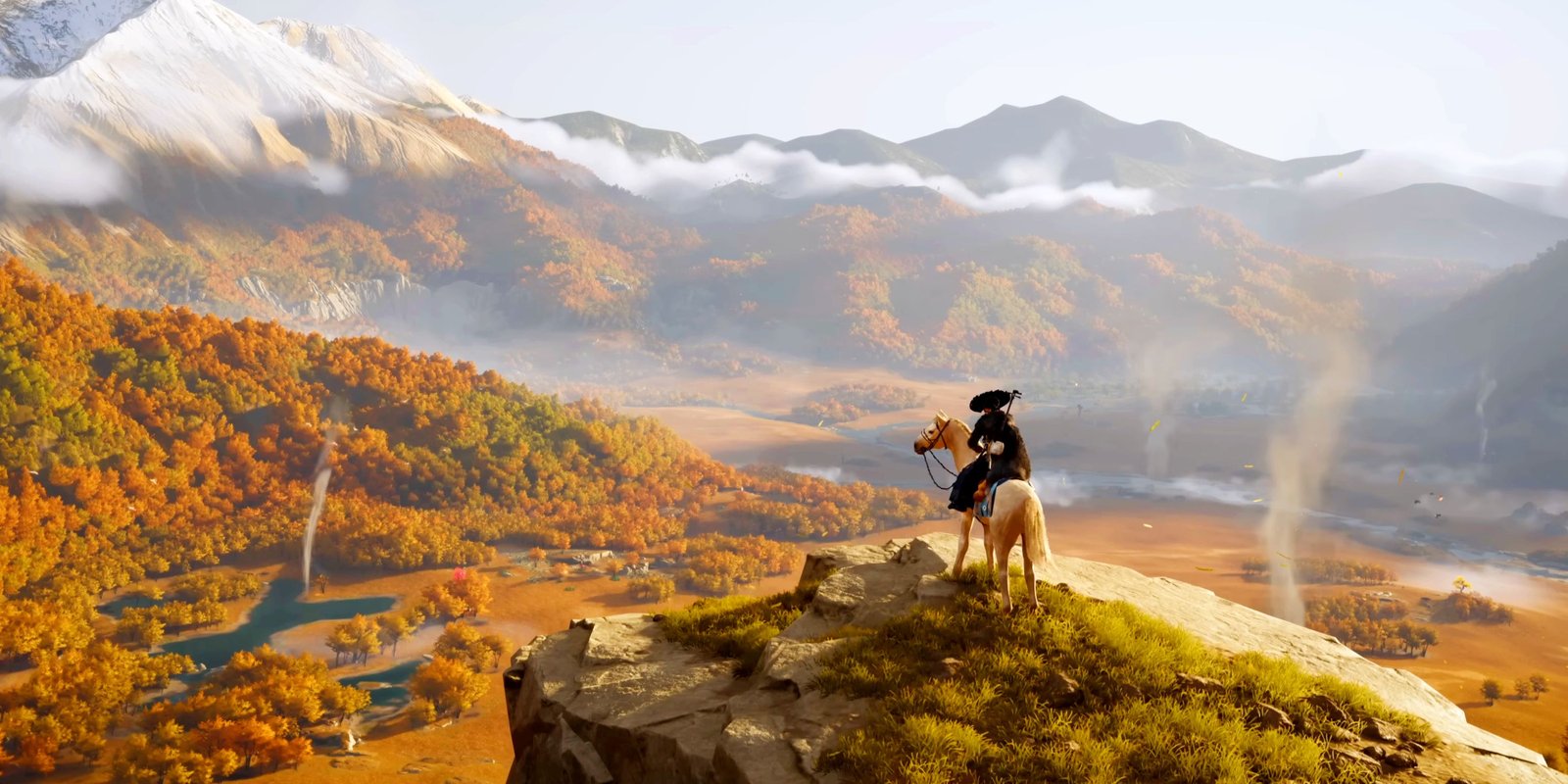 10 Biggest Predictions For PlayStation State Of Play (June 2025) 4 Atsu sitting on her horse on a cliff overlooking a valley in Ghost of Yotei.
