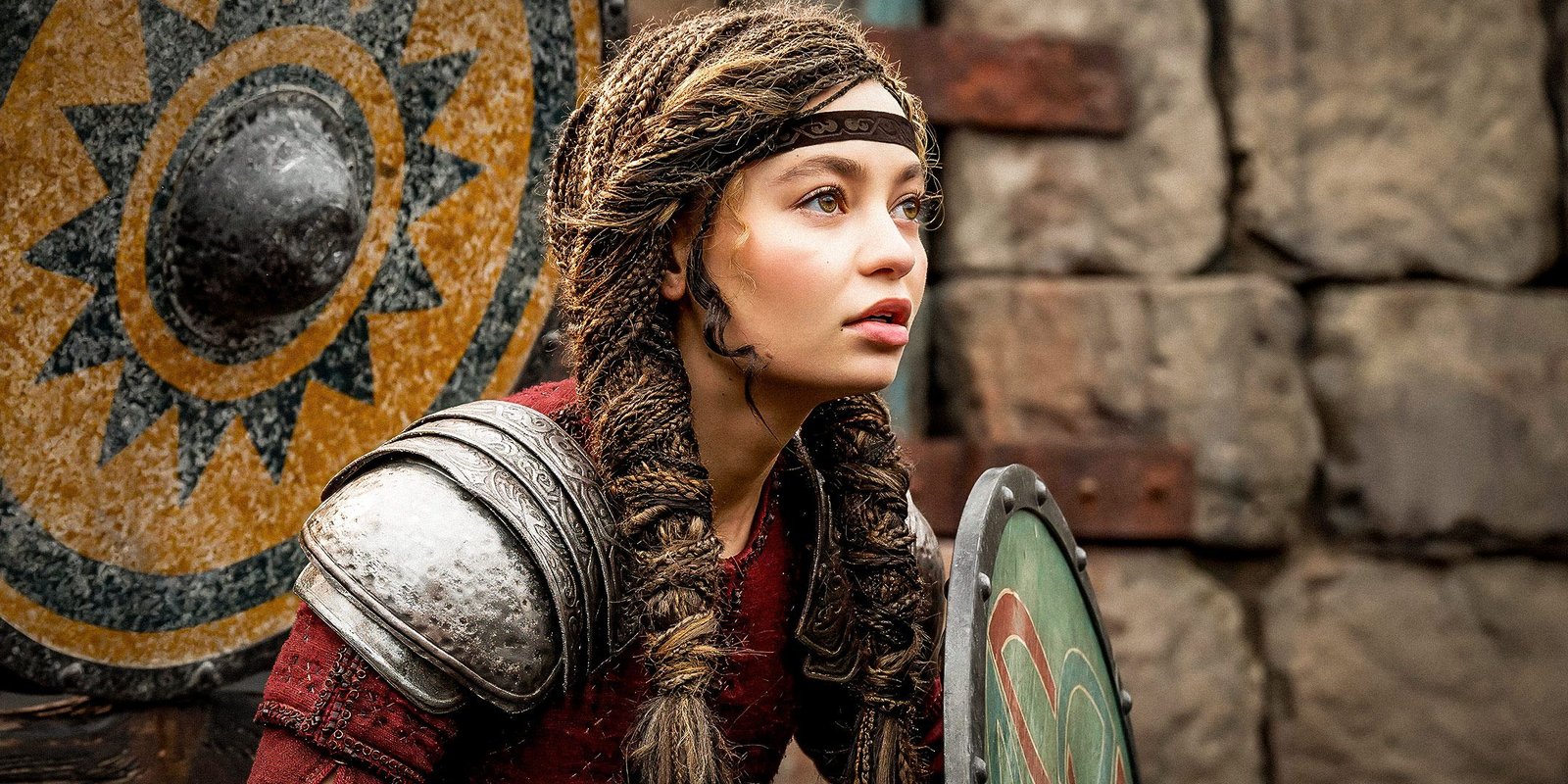 Astrid is holding her shield in How to Train Your Dragon (2025)