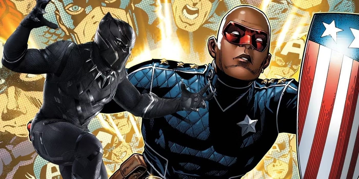 Marvel Is Finally Done Ignoring This Founding Young Avengers Hero 3 Black Panther and Eli Bradley's Patriot in front of Captain America comic panels
