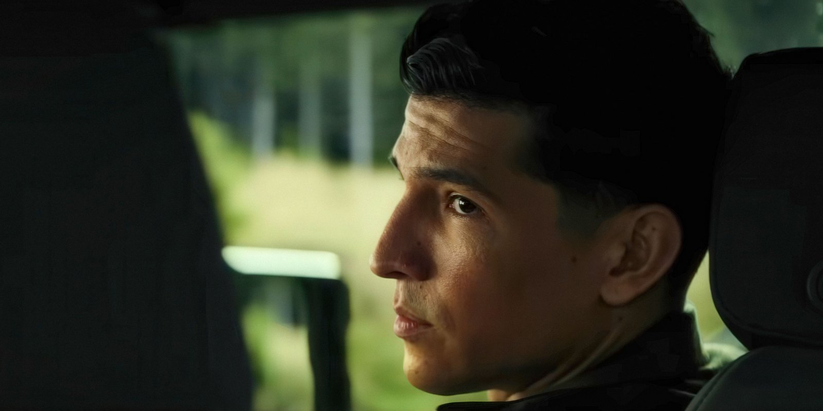 Sam Wilson's First Official Avenger Has Known About His Promotion For 6 Years: "About D--n Time" 2 Danny Ramirez as Joaquin Torres / Falcon talking to Sam Wilson in a car in Captain America: Brave New World