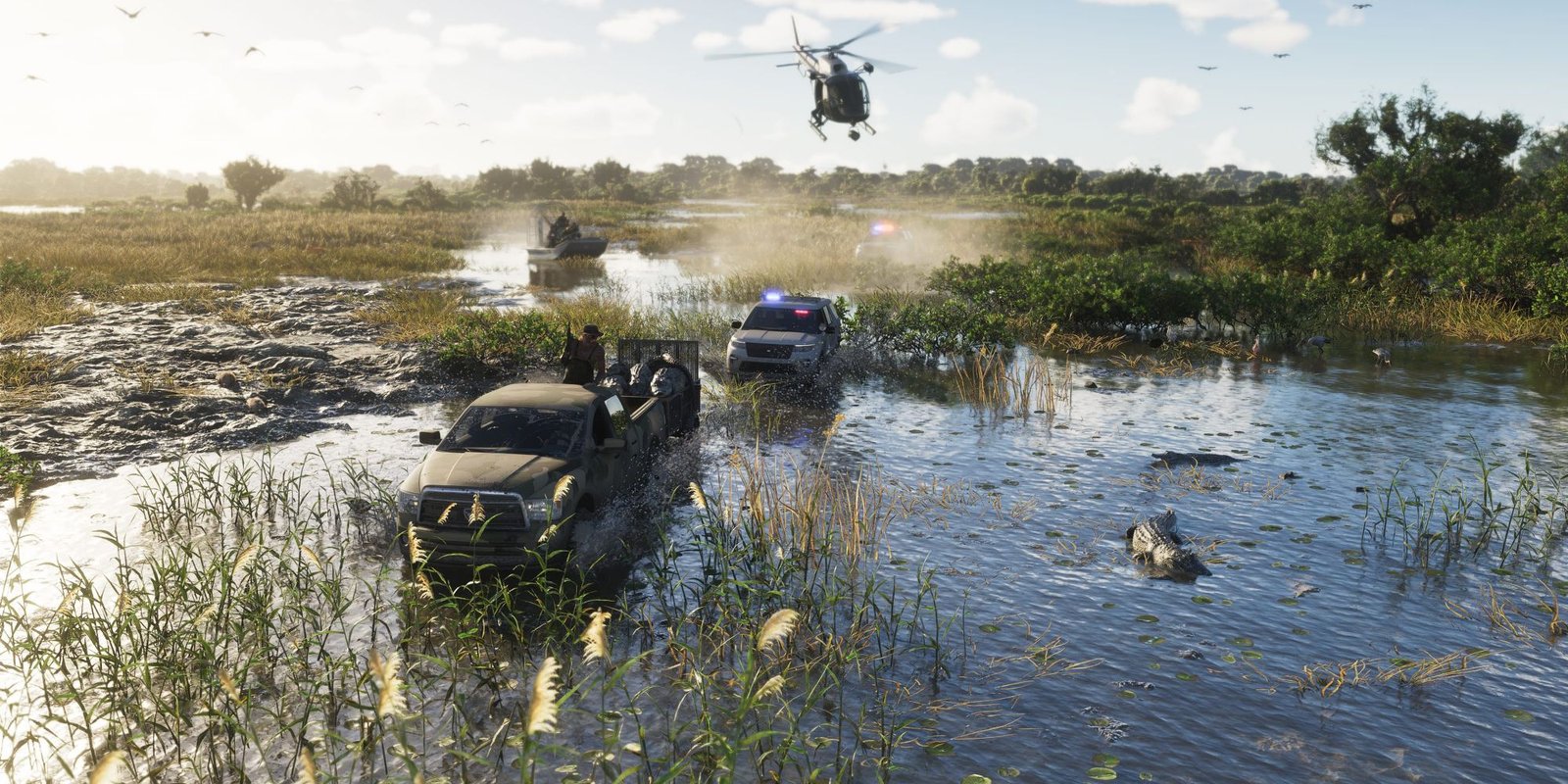 This Unsolved Mystery In The Grand Theft Auto Series Still Puzzles Me 23 Years Later 2 Police officers chasing a truck through the Everglades in GTA 6