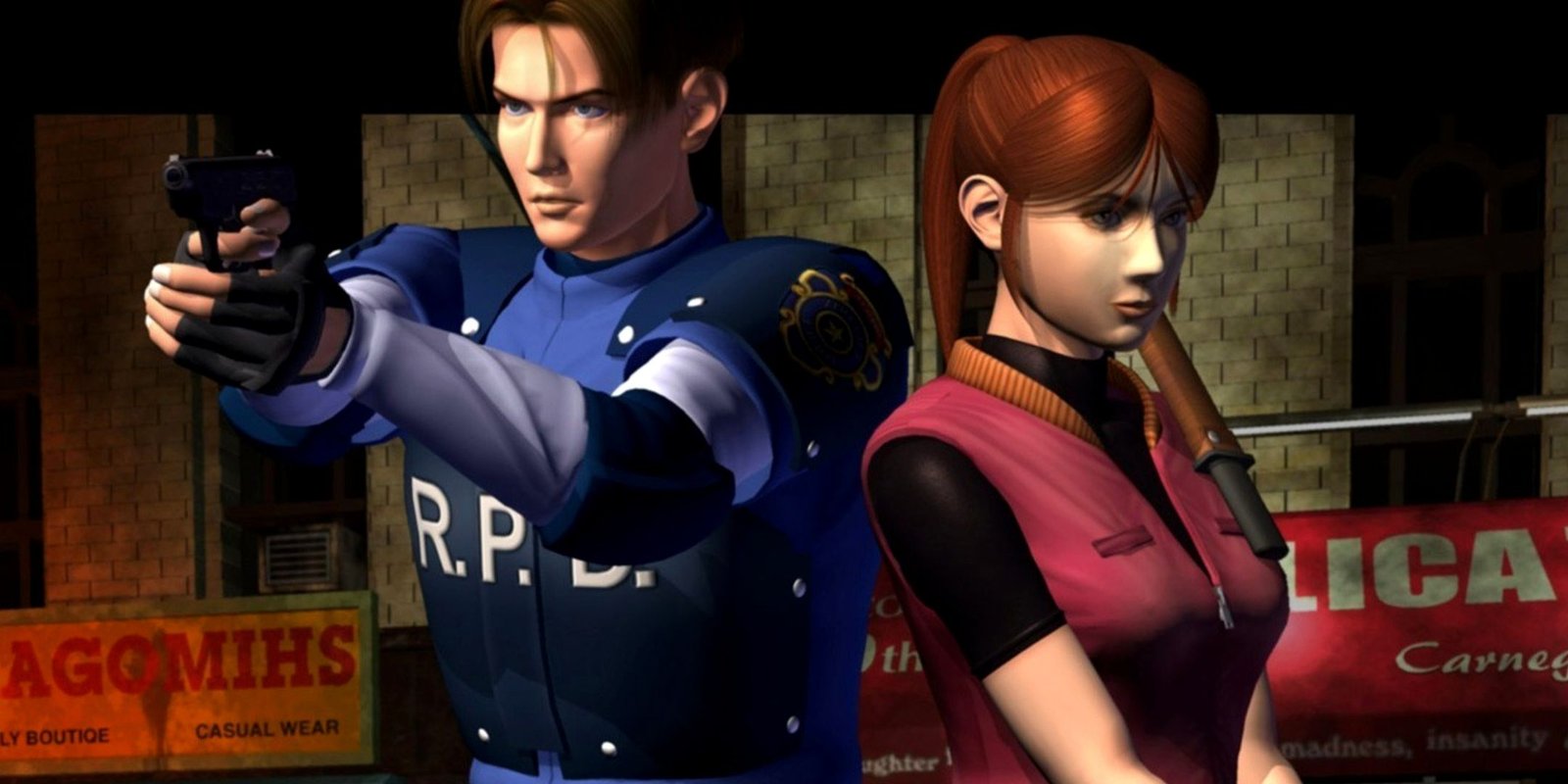 10 Hardest Resident Evil Boss Fights Of All Time, Ranked 2 Official key art of Claire and Leon from Resident Evil 2 1998.