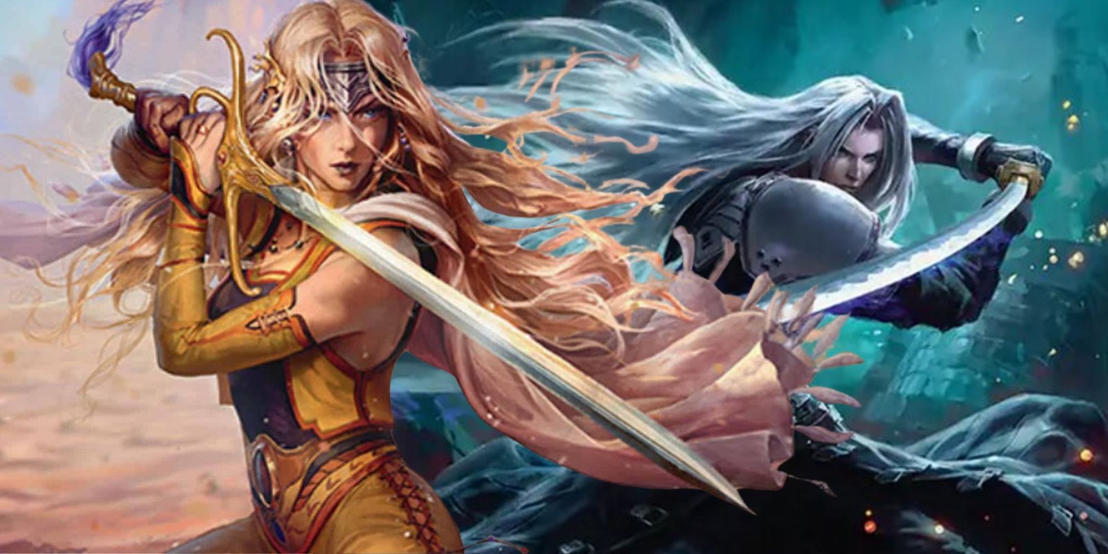 Celes and Sephiroth art from Magic The Gathering