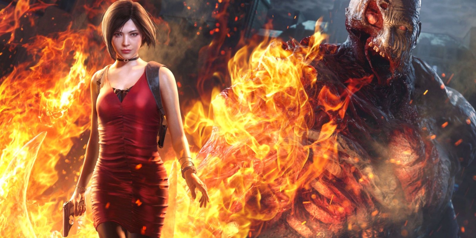 10 Hardest Resident Evil Boss Fights Of All Time, Ranked 3 Ada and a Tyrant from a wallpaper unlockable in Resident Evil Re:Verse.
