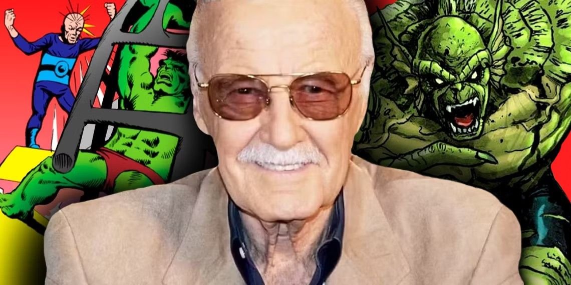 stan lee with hulk villains on either side