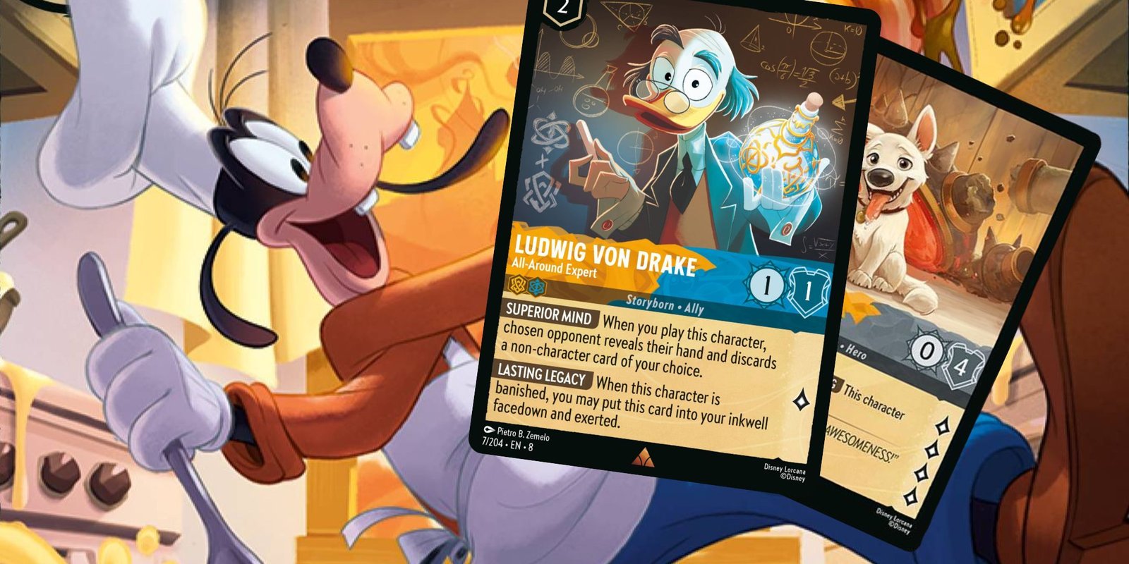 Horrified: Dungeons & Dragons Review 6 Goofy Ludwig von Drake and Bolt cards for Disney Lorcana Reign of Jafar