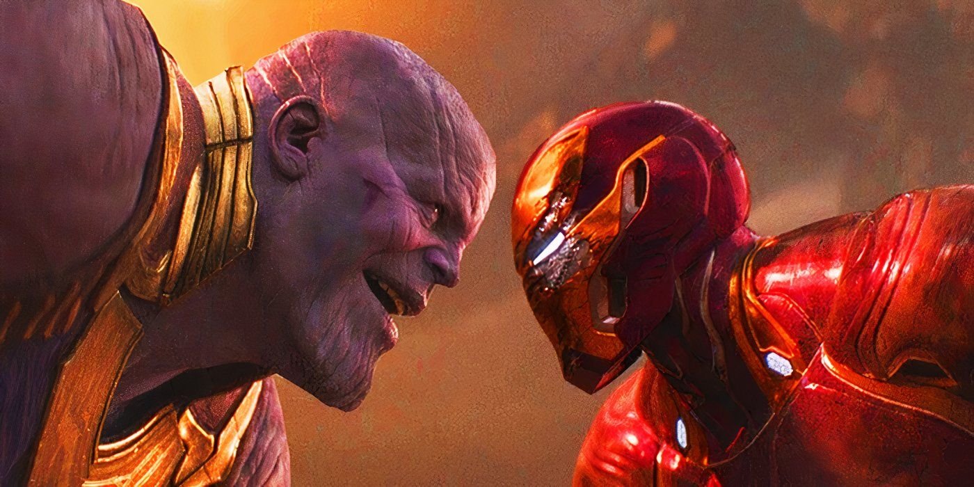 Thanos facing Iron Man in Avengers Infinity War
