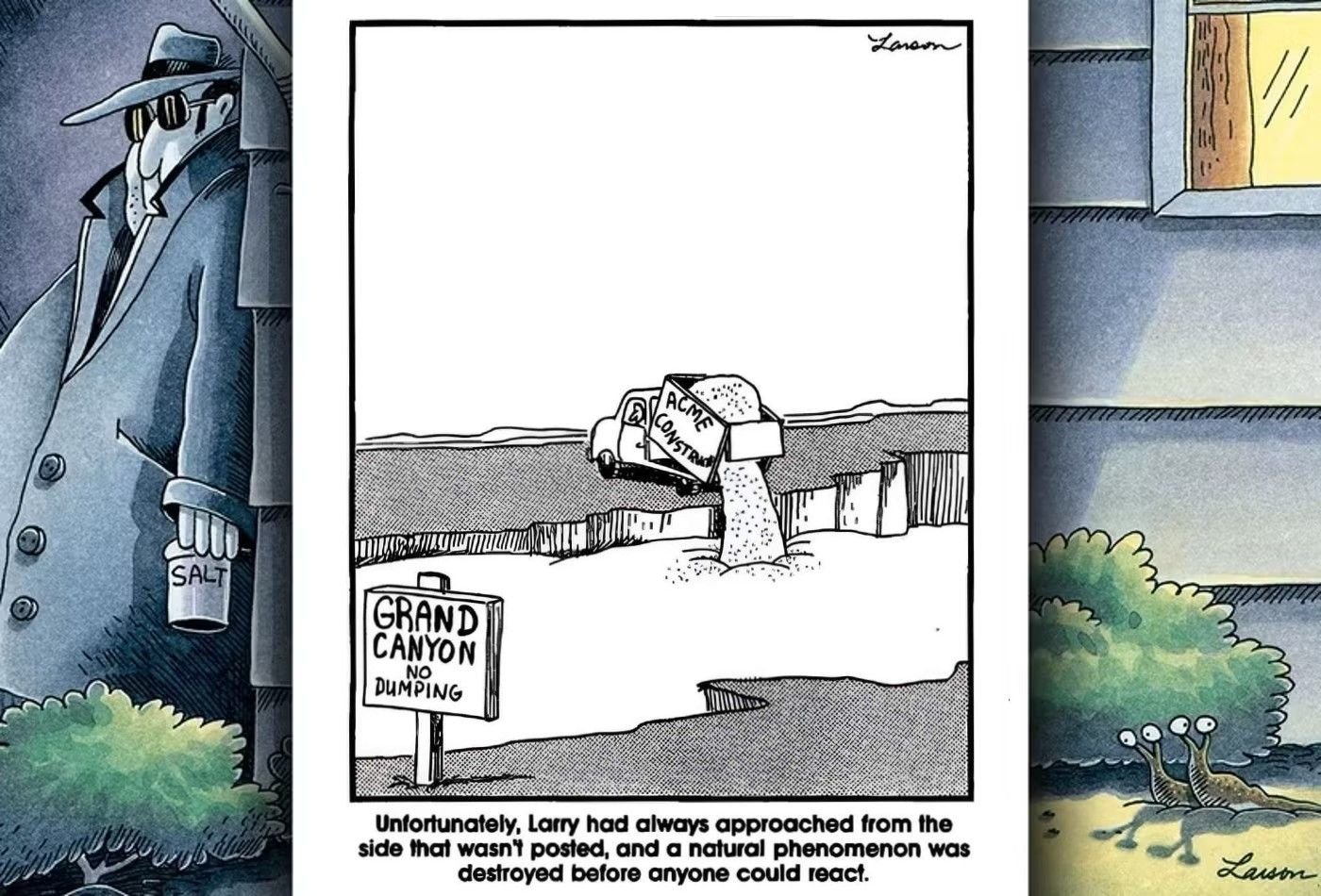 far side comic acme fills in the grand canyon