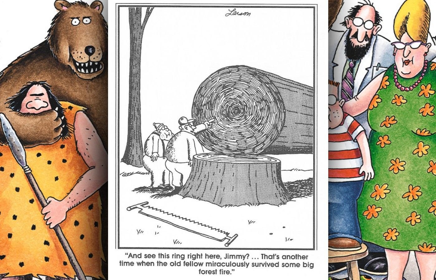FAR SIDE CUTTING DOWN A TREE COMIC