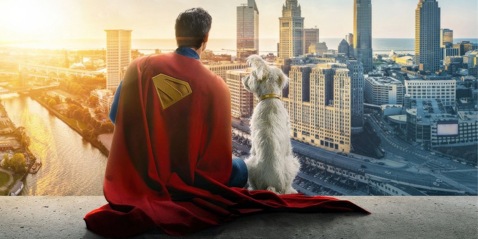Superman And Krypto Sitting Overlooking A City