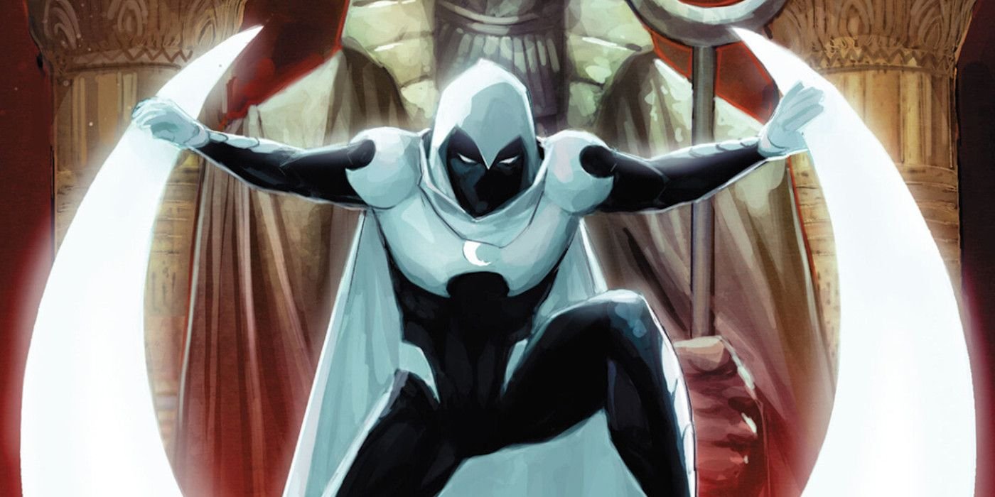 If Moon Knight Season 2 Moves Forward, the Hero's Creator Knows What Marvel Should Do 3 Comic book art: Moon Knight pulls himself up on top of a crescent moon.