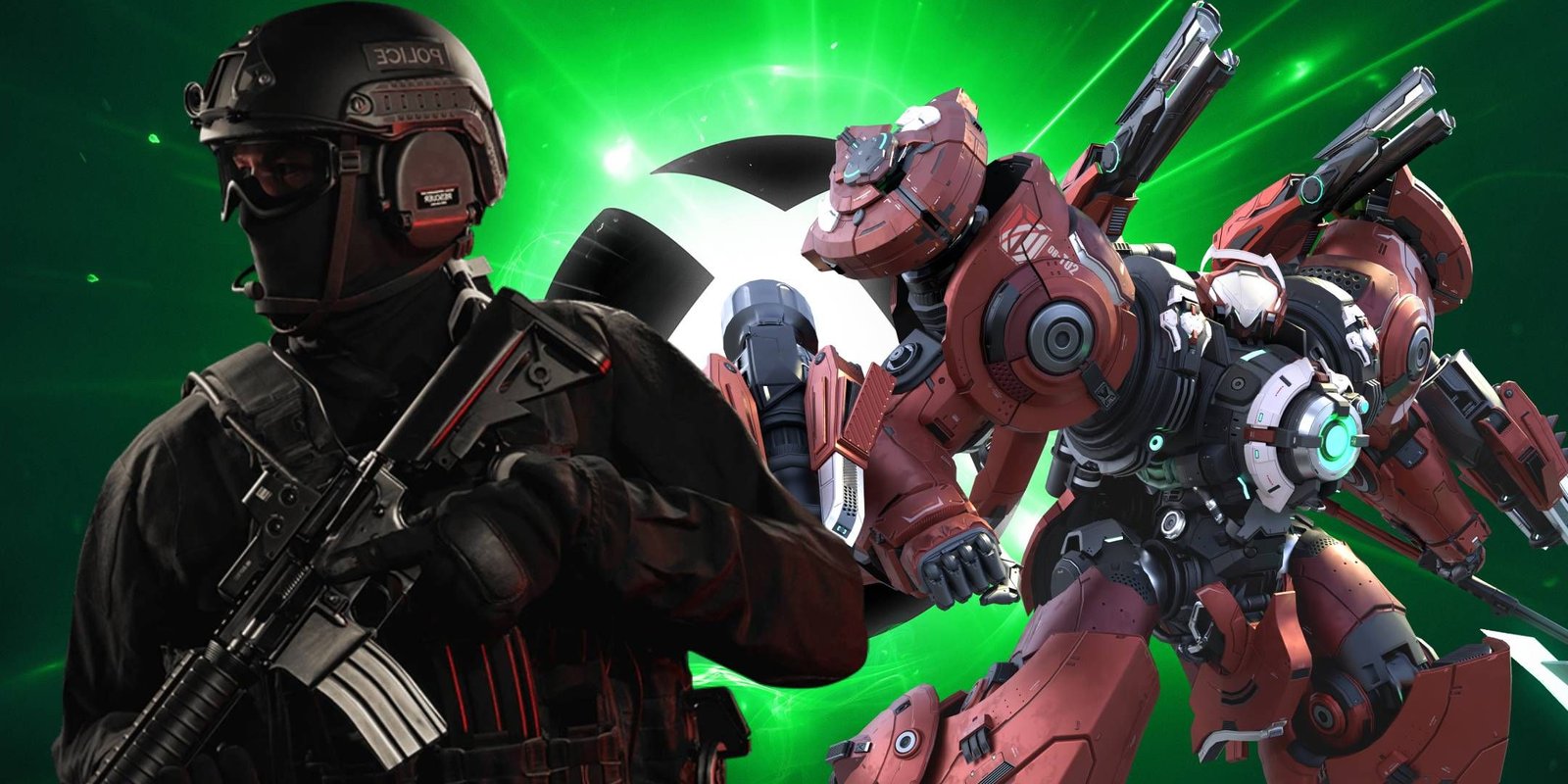 Don’t Skip This Intense FPS While It’s Still FREE On Game Pass 4 Mecha Break and Ready or Not characters in front of Xbox Game Pass logo