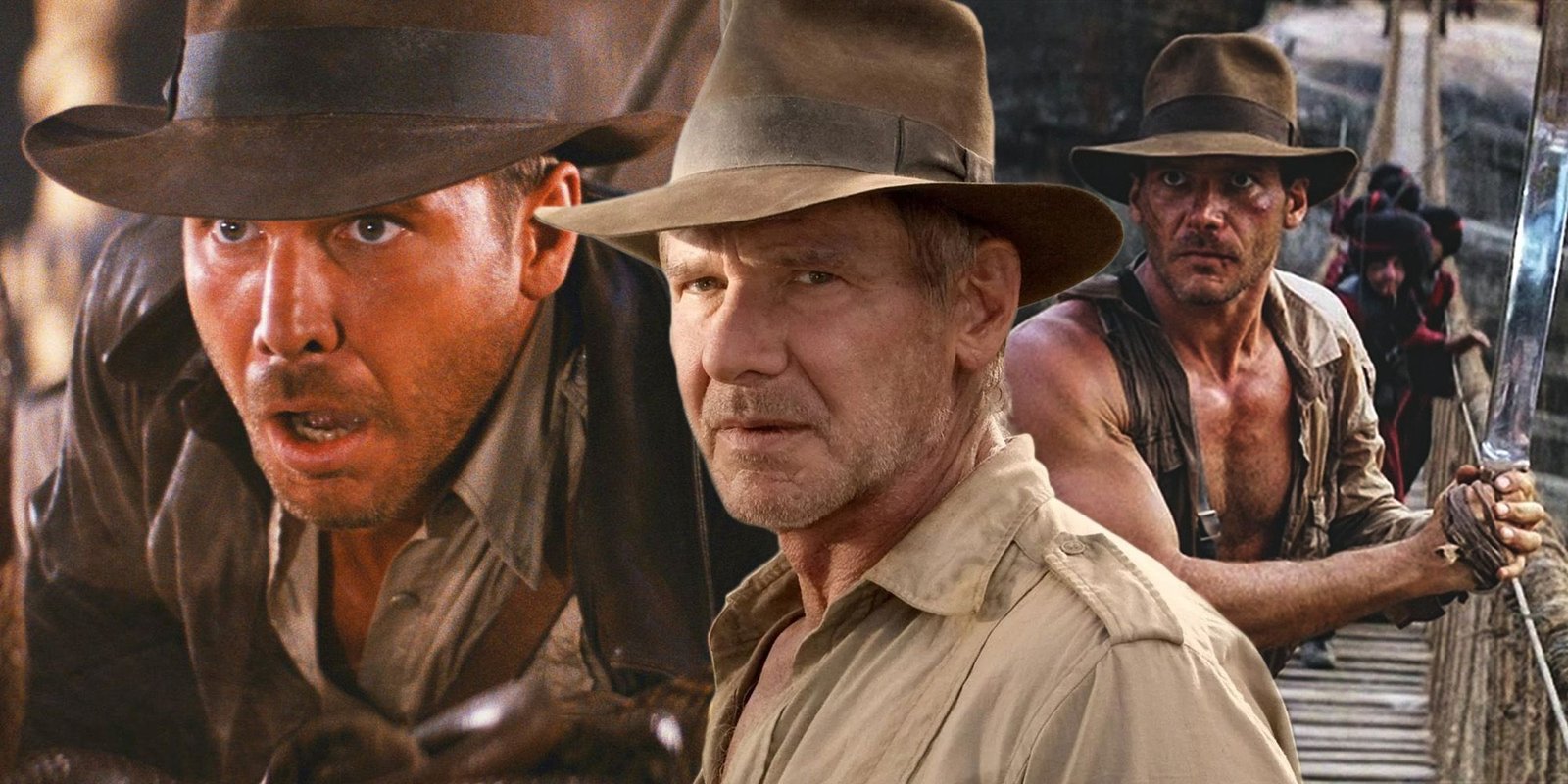 10 Ways The Indiana Jones Movies Have Aged Poorly 4 Harrison Ford Indiana Jones Raiders of the lost ark Kingdom of the crystal skull temple of doom